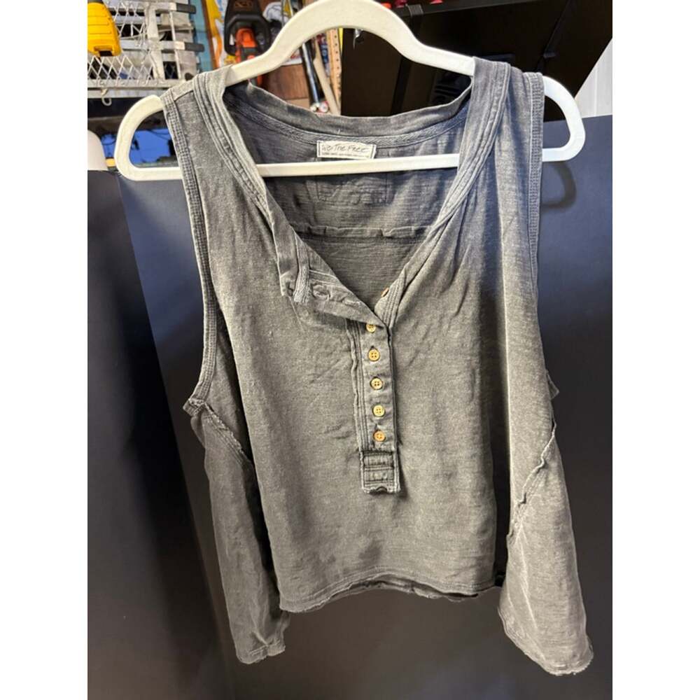 Women's We The Free Grey Washed Henley Tank Top XS